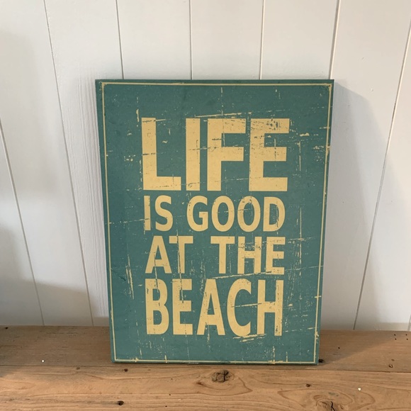 Canvas Beach Indoor Sign Coastal Boho Hanging Wall Art Décor - Picture 1 of 2